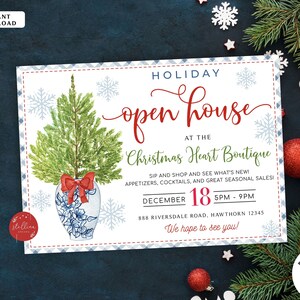 Editable Holiday Open House Invitation, Christmas Boutique Shopping ...