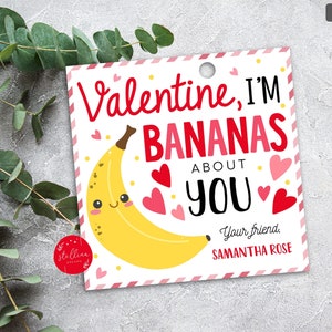 Editierbare Bananen Über Sie Valentinstag Anhänger, Klassenzimmer Valentinstag, Bananen Valentinstag, Kinder Valentinstag, Schule Valentinstag, Valentinstagskarte
