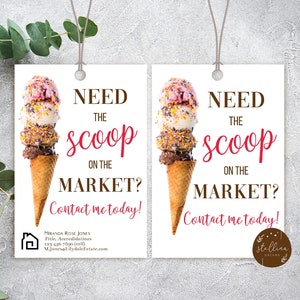 Ice Cream Pop von Tags, Sommer-Immobilien-Pop von druckbarem Tag, Immobilienmarketing-Dankeschön-Tag, bearbeitbare Vorlage, INSTANT DOWNLOAD