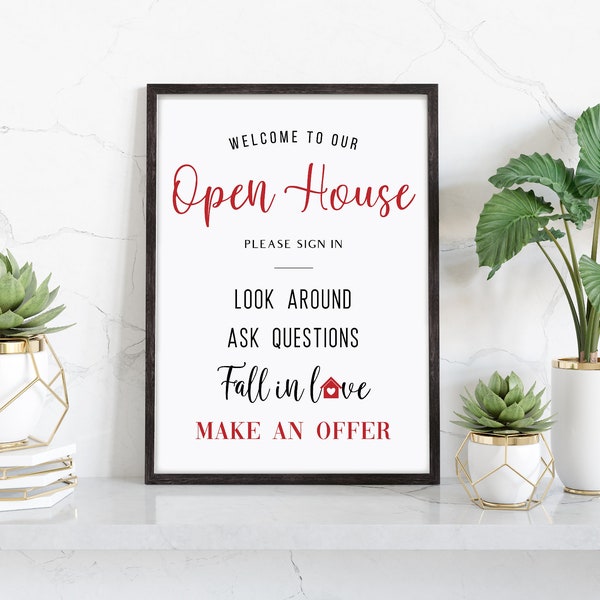 Printable Open House Real Estate Sign, Open House Printable Sign, Real Estate Print, Real Estate Agent or Broker Sign, Business Signage