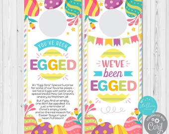 You've Been Egged Door Hangers, Easter Egg Hunt Sign Kit, Easter Printables, Easter Egg Hunt Yard Signs Easter Bunny Printable, Easter Decor