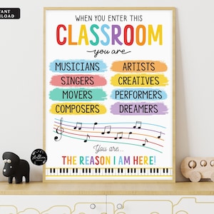 Music Teacher Classroom Printable Poster, Drama Teacher Performing Arts, INSTANT DOWNLOAD Music Classroom Decor In This Classroom Rules Sign