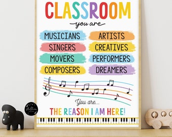 Music Teacher Classroom Printable Poster, Drama Teacher Performing Arts, INSTANT DOWNLOAD Music Classroom Decor In This Classroom Rules Sign