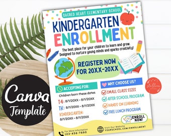 Editable Kindergarten Enrollment Registration Flyer Template | Back to ...