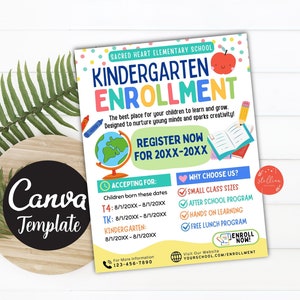 Inskrivningsflyer för förskoleklass: Redigerbar mall för skolregistrering (CANVA)