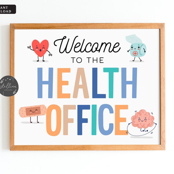 Printable Welcome to the Health Office Sign, School Nurse Office Poster Pediatric Clinic Decor Printable, Health Room, School Nurse Gift