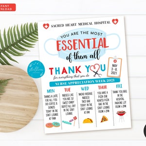 Editable Nurse Appreciation Week 2021 Itinerary Template, You Are Essential Medical Staff, National Nurses Week Schedule Events, TEMPLATE