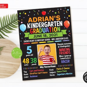 EDITABLE Last Day of School Photo Prop School, Chalkboard Poster DIY Preschool, Kindergarten Graduation, End of School Year Instant Download