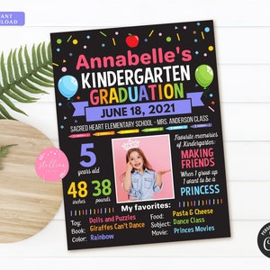 EDITABLE Last Day of School Photo Prop School, Preschool Kindergarten Graduation, End of School Year, Chalkboard Poster DIY Instant Download