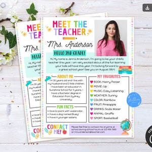 EDITABLE Meet The Teacher, Back to School Printable Flyer, INSTANT DOWNLOAD, Event Newsletter, Parent Communication Form, Rainbow Bright