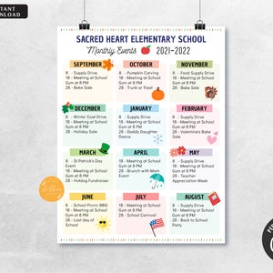 EDITABLE Monthly PTO PTA Flyer Printable Handout,  Volunteer Meeting Agenda Teacher Seasonal Organizer Template School Year Fundraiser Event