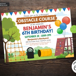Editable Obstacle Course Birthday Invitations Outdoor Adventure Park INSTANT DOWNLOAD Party Climbing Invites Zipline Printable Template