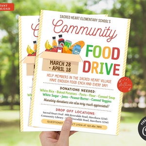Food Drive Flyer, Printable Pta Pto Flyer, School Church Fundraiser Invite, Nonprofit Charity Community Donation Event, EDITABLE TEMPLATE