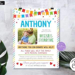 Kids Benefit Fundraiser Flyer Printable Childhood illness Donor Drive Charity School Church Benefit Fundraiser Event Poster EDITABLE DIY