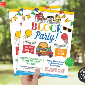 EDITABLE Neighborhood Block Party Invite, Food Truck Festival, Fiesta Annonce Flyer Fichier numérique Invitation imprimable, TÉLÉCHARGEMENT INSTANTANÉ