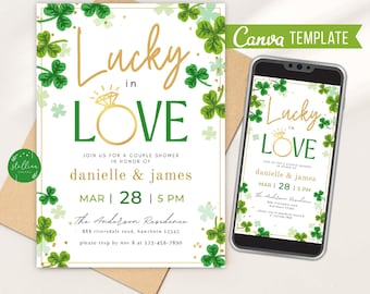 Lucky In Love Invitation: St. Patrick's Day Bridal Shower (CANVA Template)