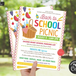 EDITABLE School Picnic Party Invite, Meet Your Teacher Luncheon Pta Pto Fundraiser Flyer Back to School Party End of School INSTANT DOWNLOAD