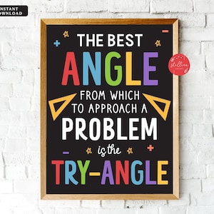 Décoration de l’affiche de la classe de classe de la classe de l’enseignant de mathématiques, classe de mathématiques imprimable à angle d’essai, école secondaire, règles de la classe, cadeau de professeur de mathématiques