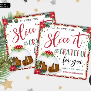 Etichette regalo di Natale modificabili, Modello per etichetta torta natalizia grato per te, Regalo infermiere volontario insegnante personale, Panetteria stampabile, Fai da te