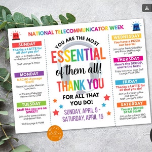 EDITABLE 911 Dispatchers Appreciation Week Itinerary Flyer, National Telecommunicators Week Flyer Template, Schedule Events Printable DIY