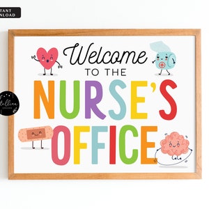 Welcome to the Nurse&#39;s Clinic Sign, School Health Office Poster Pediatric Clinic Decor Printable, Health Room, Printable School Nurse Gift