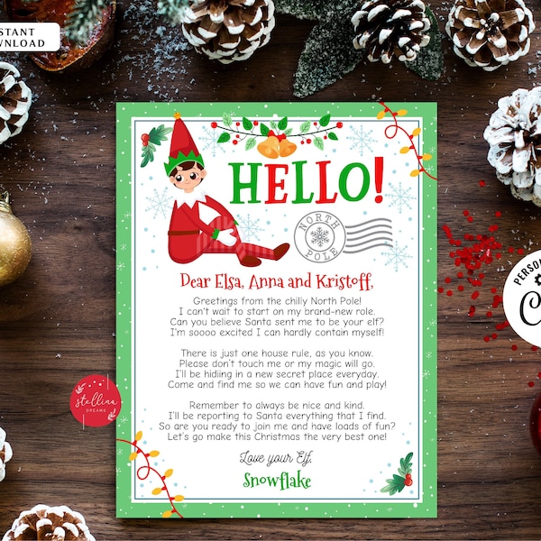 EDITABLE Elf Arrival Letter, Elf Letter, Elf Welcome Letter, Elf Hello, Elf Printables, I'm Back Elf Letter Elf Props Elf Ideas DIY Template