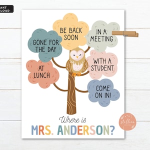 Where is the Teacher, Classroom Decorations, Custom Teacher Gifts, Custom Teacher Door Hanger, Classroom Management, EDITABLE Door Sign