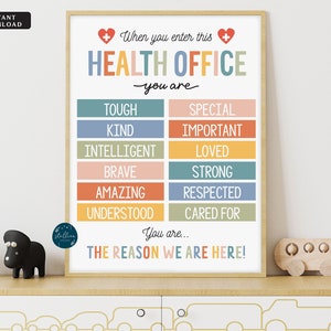 Printable School Health Office Poster When you Enter This Health Office Sign Pediatric Clinic Decor Printable, Health Room School Nurse Gift