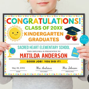 Abitur Zertifikat Druckbares Diplom Kindergarten Vorschule Prek Graduiertenschule Abschlussfeier JEDE GRADE Editierbare Vorlage DIY