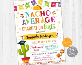 Bewerkbare Fiesta Graduation Uitnodiging, Afdrukbare College Graduate Taco Nacho Uitnodigen, High School Senior Graduate, Nacho INSTANT DOWNLOAD