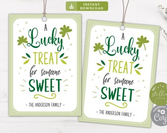 Lucky Treat for Someone Sweet Tag, St Patrick's Day Lucky Charm,Shamrock Cookie St Pattys Day,  Cookie Printable Instant Download Bakery