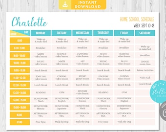 Home Schule Zeitplan Vorlage, editierbare Homeschool Planer, wöchentliche Planer druckbare, tägliche Zeitplan Checkliste, Schüler Kalender Planer,