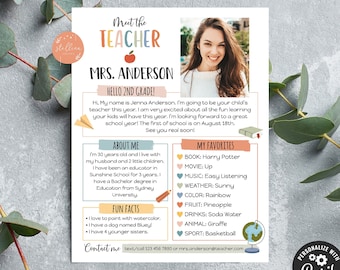 EDITABLE Meet The Teacher, Back to School Printable Flyer, INSTANT DOWNLOAD, Event Newsletter Parent Communication Form, Rainbow Boho Simple