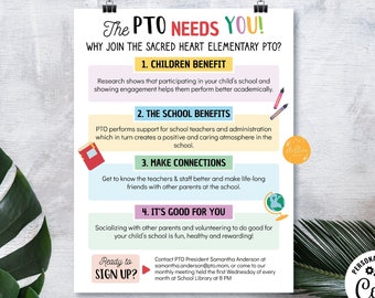 Folheto editável de recrutamento de PTO e PTA: folheto de arrecadação de fundos para a escola (download digital) Por que ser voluntário