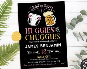 Editable Huggies and Chuggies Man Shower Invitation (Digital Download)