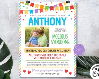 Kids Benefit Fundraiser Flyer Printable Childhood illness Donor Drive Charity School Church Benefit Fundraiser Event Poster EDITABLE DIY