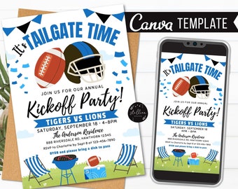 Football Kickoff Party Invitation: Tailgate Team Template (CANVA) Can Change to Any Color