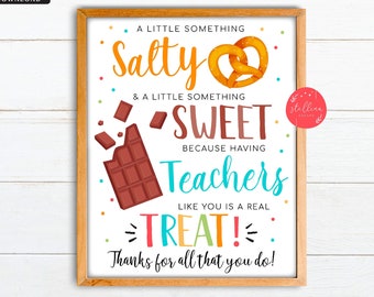 Teacher Appreciation Sign, Chocolate Pretzel Thank You Sign, Staff ...
