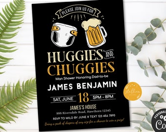 Editable Man Shower Baby Invitation Chalkboard Printable Beer Dudes and Diapers Party Invite Diaper Shower, Baby is Brewing INSTANT DOWNLOAD