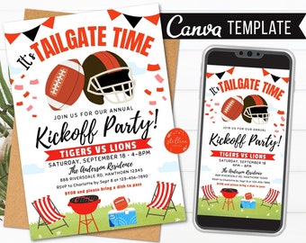 Football Kickoff Party Invitation: Tailgate Canva Template (Digital)