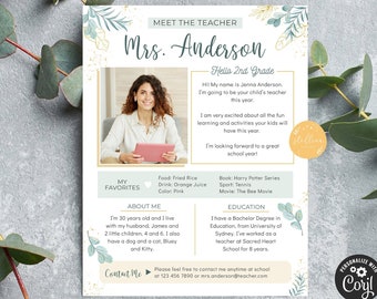 EDITABLE Meet The Teacher, Teacher Newsletter, Event Newsletter, Parent Communication Form, Back to School Printable, INSTANT DOWNLOAD,