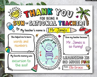 INSTANT DOWNLOAD Teacher Appreciation Week Printable Classroom Teacher Survey All About My Teacher Worksheet Teacher Thank You Coloring Page