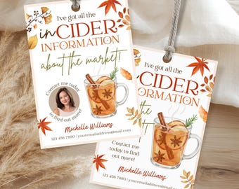 Realtor Marketing: Fall Hot Apple Cider Realtor Pop By Tags CANVA Template Editable