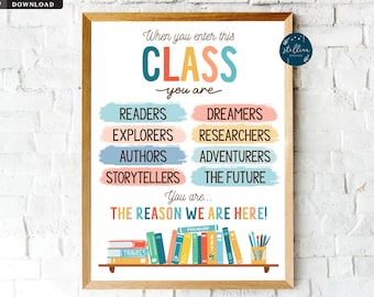 Wanneer u dit klasseteken invoert, afdrukbare klasposter, klasdecoratie, leraar afdrukbaar, leraar geschenken teken INSTANT DOWNLOAD