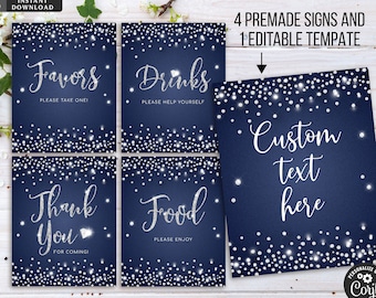 EDITABLE Denim and Diamonds Party Sign, Blue Jeans Denim Sign, Personalized Party Decorations, Blue jeans bling Sparkle, Custom party signs