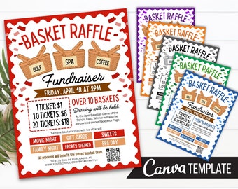Editable Basket Raffle Fundraiser Flyer & Ticket Template - Etsy