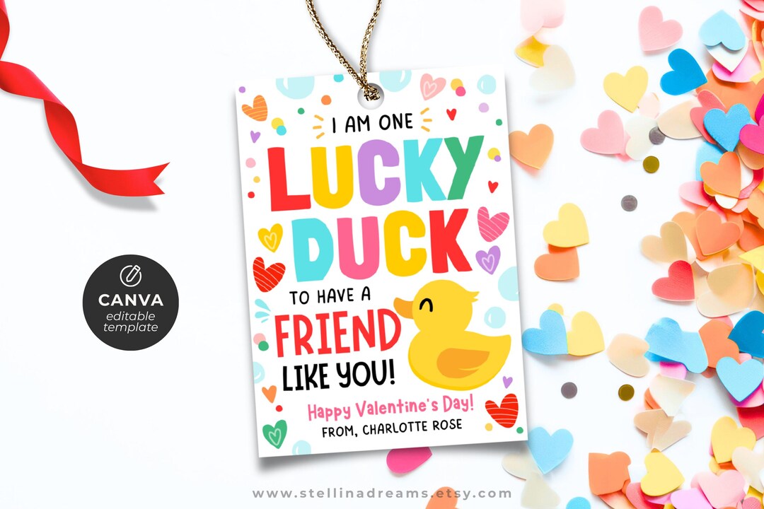Lucky Duck Valentine Gift Tag | Rubber Duck Classroom Valentine's Day ...