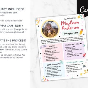 Editable Back to School All About Me CANVA Template: Special Needs ...