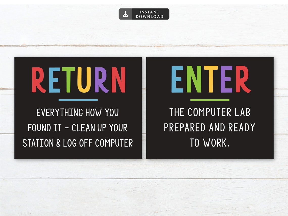 Computer Lab Poster Set Classroom Decor Set of 7 Computers - Etsy