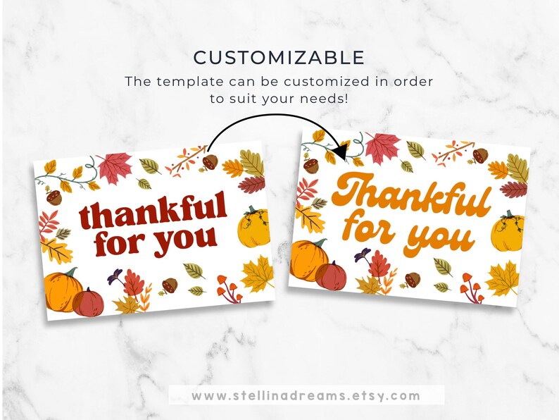 Editable Retro Fall Thank You Card Template: Small Business (CANVA ...